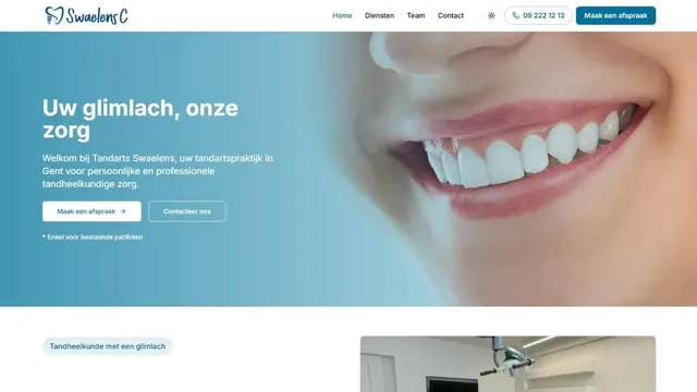 De website van Tandartsenpraktijk Swaelens